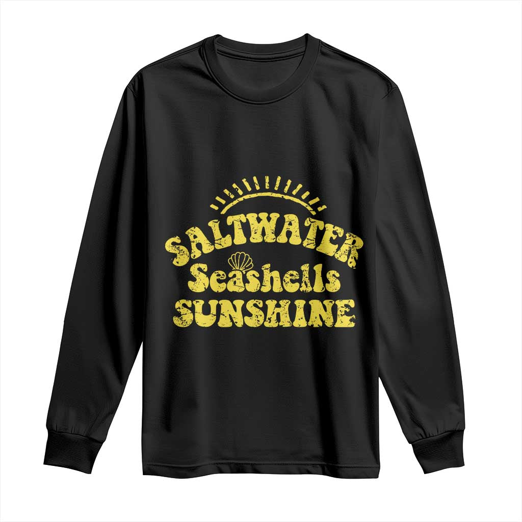 Saltwater Seashells Sunshine Long Sleeve Shirt Beach Summer Vacation Vintage 70's Retro TS10 Black Print Your Wear