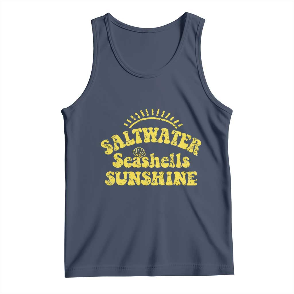 Saltwater Seashells Sunshine Tank Top Beach Summer Vacation Vintage 70's Retro TS10 Navy Print Your Wear