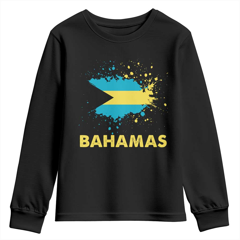 Bahamas Flag Youth Sweatshirt Retro Vintage Watercolors Sport Bahamian Gifts TS10 Black Print Your Wear
