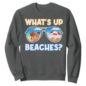 Bahamas Swimming Pigs Sweatshirt Pig Swim Caribbean Beach Summer Vacation TS10 Dark Heather Print Your Wear