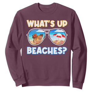 Bahamas Swimming Pigs Sweatshirt Pig Swim Caribbean Beach Summer Vacation TS10 Maroon Print Your Wear