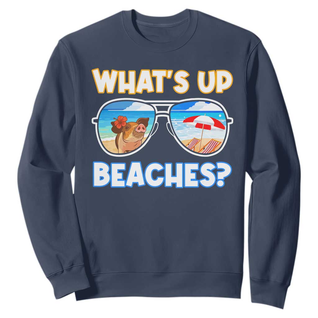 Bahamas Swimming Pigs Sweatshirt Pig Swim Caribbean Beach Summer Vacation TS10 Navy Print Your Wear