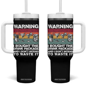 Funny Cruise Tumbler With Handle Warning I Bought The Drink Package Retro Vintage TS10 One Size: 40 oz Black Print Your Wear