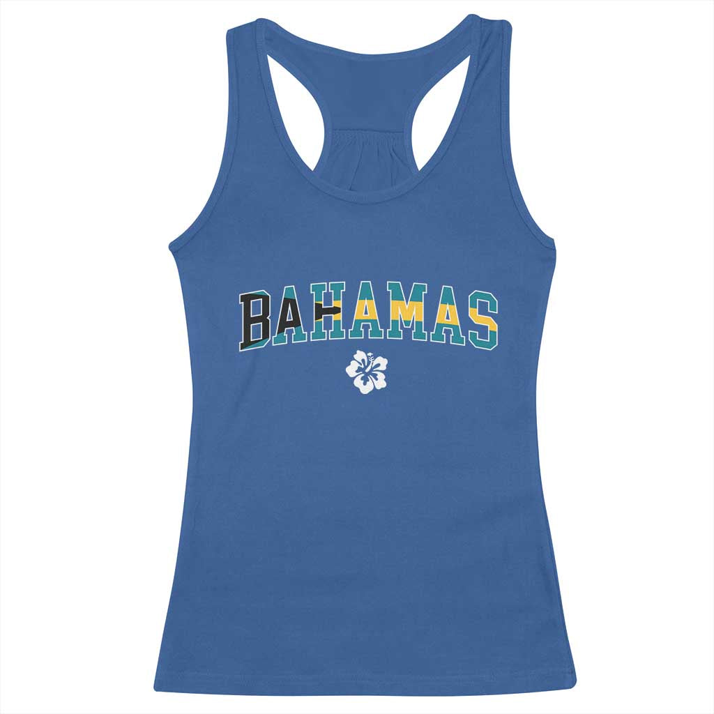Bahamas Flag Racerback Tank Top Caribbean Hibiscus Flower Beach Summer Vacation TS10 Royal Blue Print Your Wear