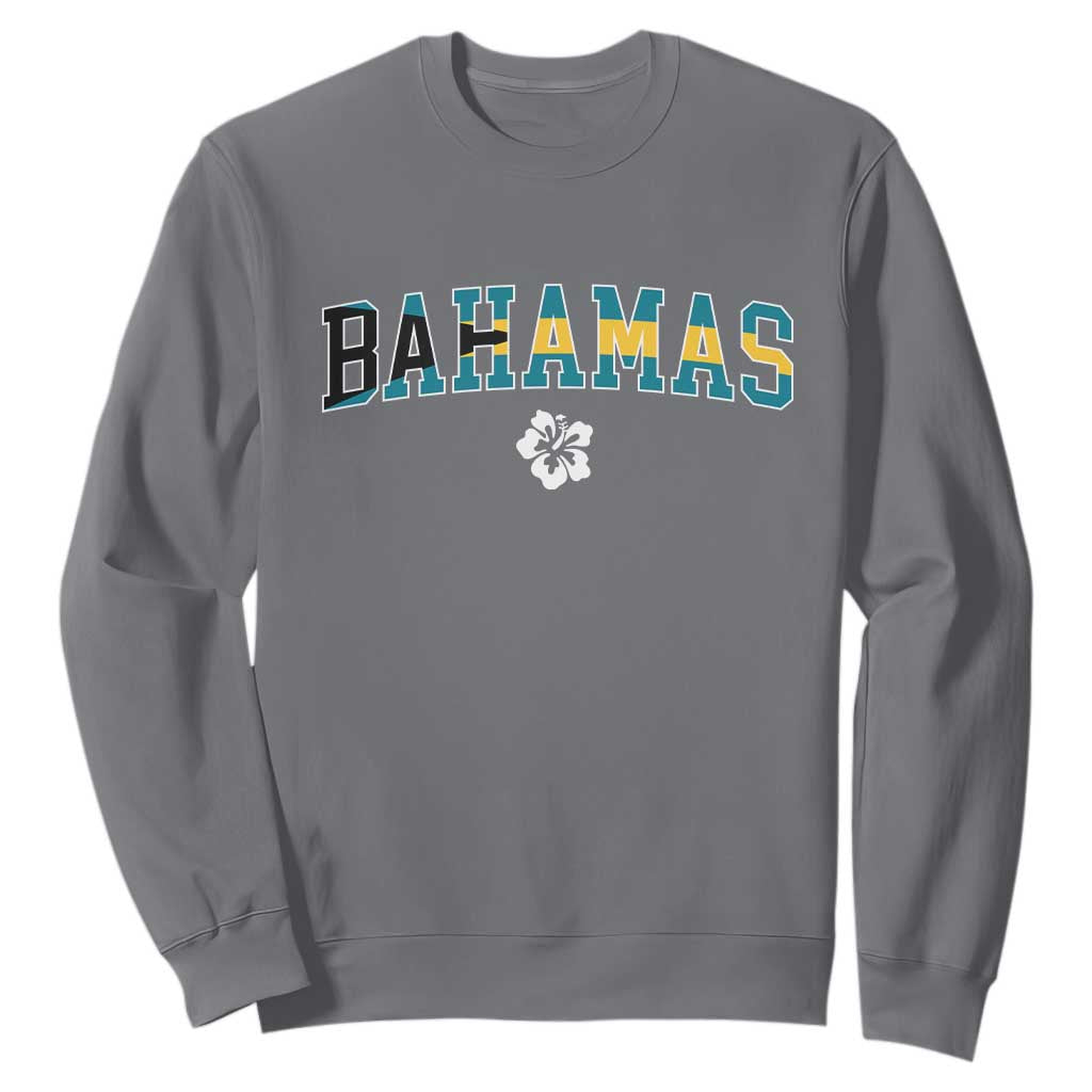 Bahamas Flag Sweatshirt Caribbean Hibiscus Flower Beach Summer Vacation TS10 Charcoal Print Your Wear