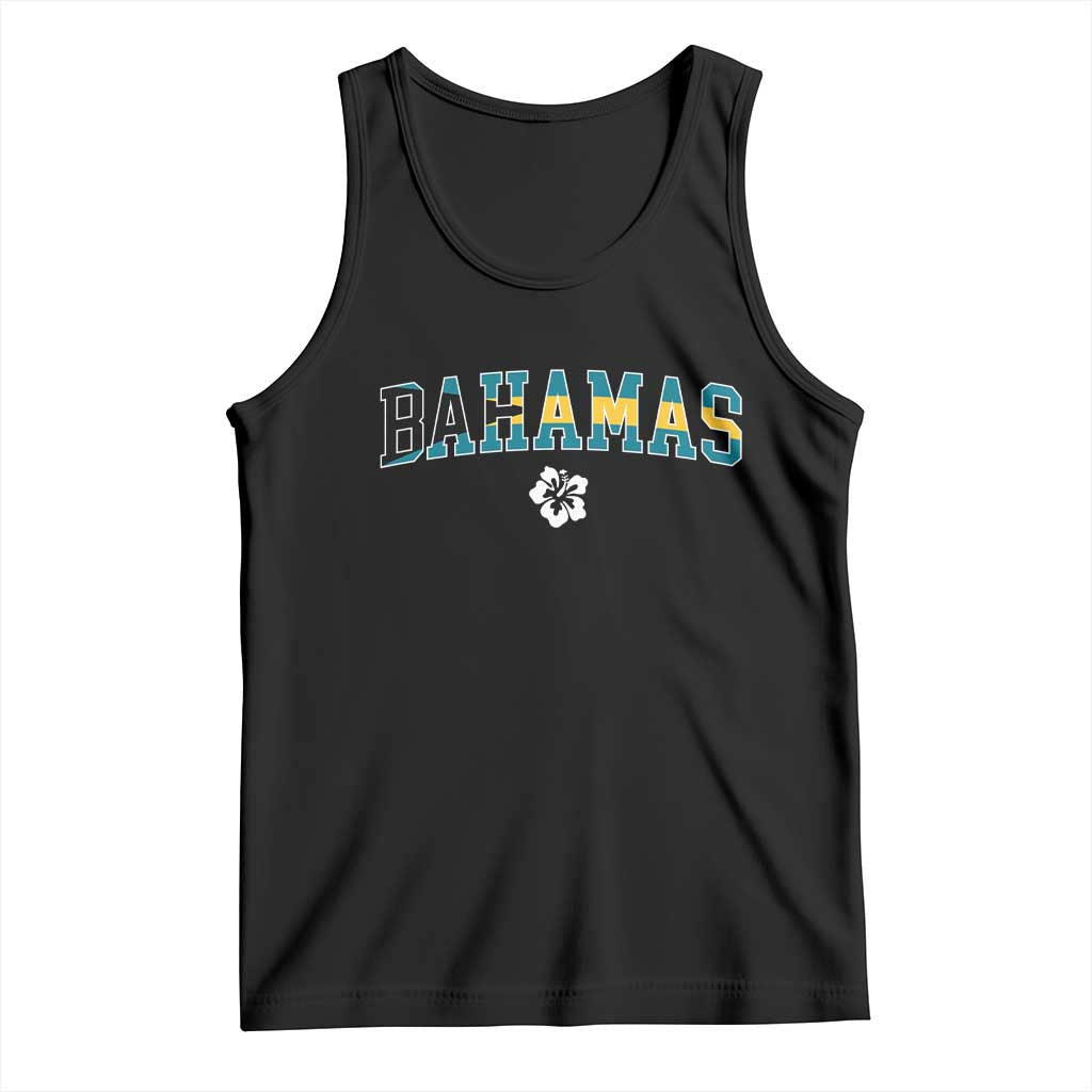 Bahamas Flag Tank Top Caribbean Hibiscus Flower Beach Summer Vacation TS10 Black Print Your Wear