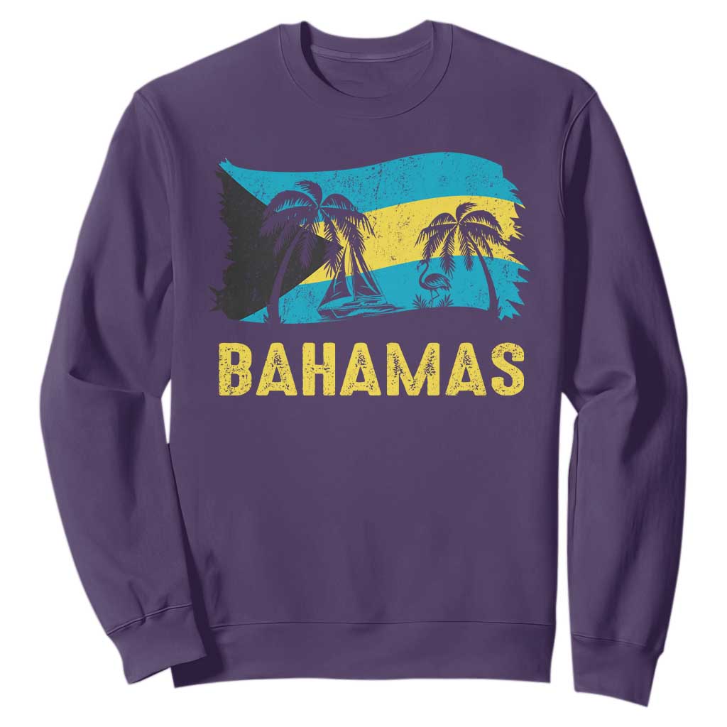 Bahamas Flag Sweatshirt Tropical Island Palm Trees Bahamian Gifts TS10 Purple Print Your Wear
