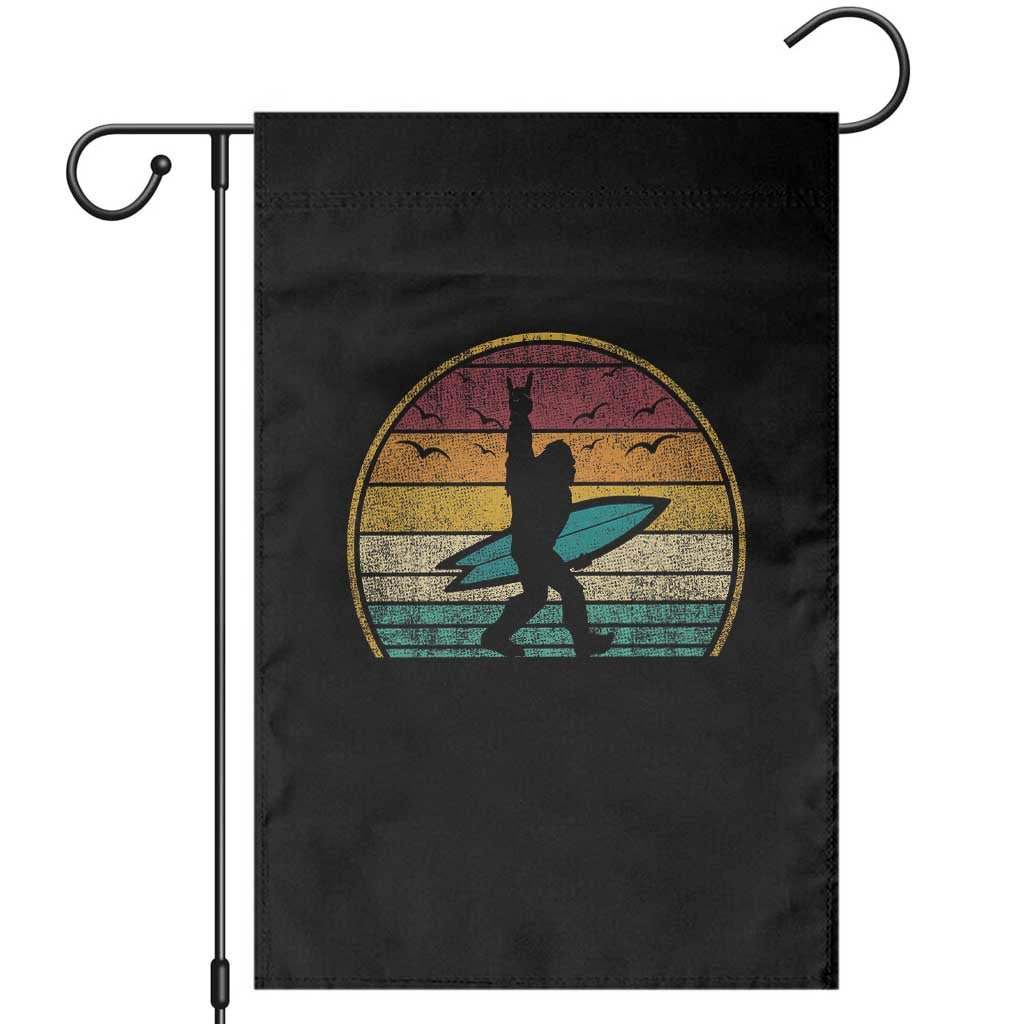 Vintage Bigfoot Surfing Garden Flag Sasquatch Beach Vacation Retro Surf Sun Shaka TS10 Black Print Your Wear