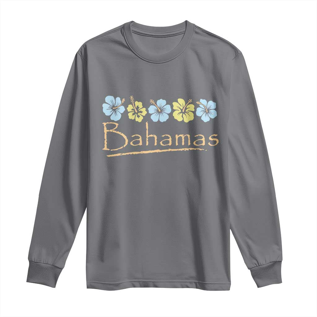 Bahamas Long Sleeve Shirt Hibiscus Flower Summer Beachy Vacation TS10 Charcoal Print Your Wear