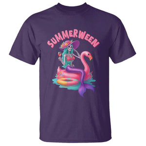 Summerween Mermaid Skeleton T Shirt Beach Flamingo Halloween Girl TS10 Purple Print Your Wear