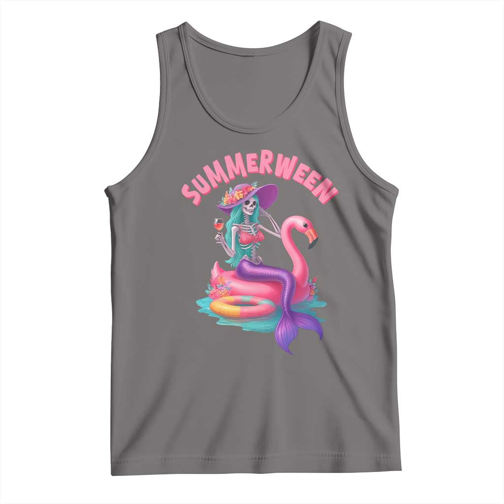 Summerween Mermaid Skeleton Tank Top Beach Flamingo Halloween Girl TS10 Deep Heather Print Your Wear