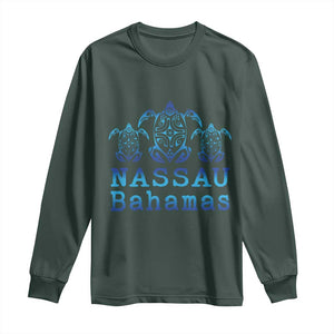 Nassau Souvenir Long Sleeve Shirt Sea Turtle Bahamas Beach Vacation TS10 Dark Forest Green Print Your Wear
