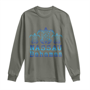 Nassau Souvenir Long Sleeve Shirt Sea Turtle Bahamas Beach Vacation TS10 Military Green Print Your Wear