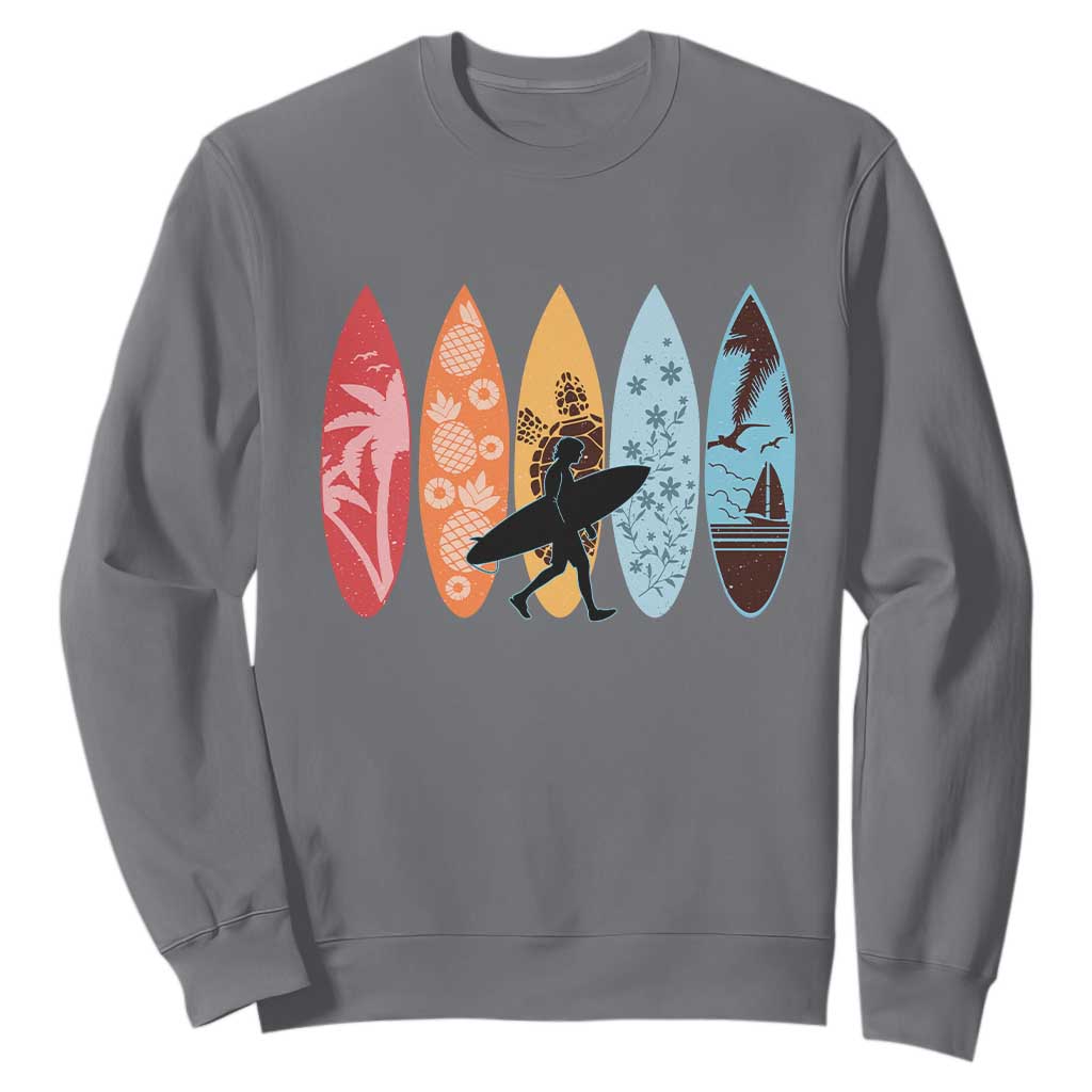 Surfboarder Sweatshirt Hawaii Wave Surfing Surfboard Lover Beach Surfer TS10 Charcoal Print Your Wear
