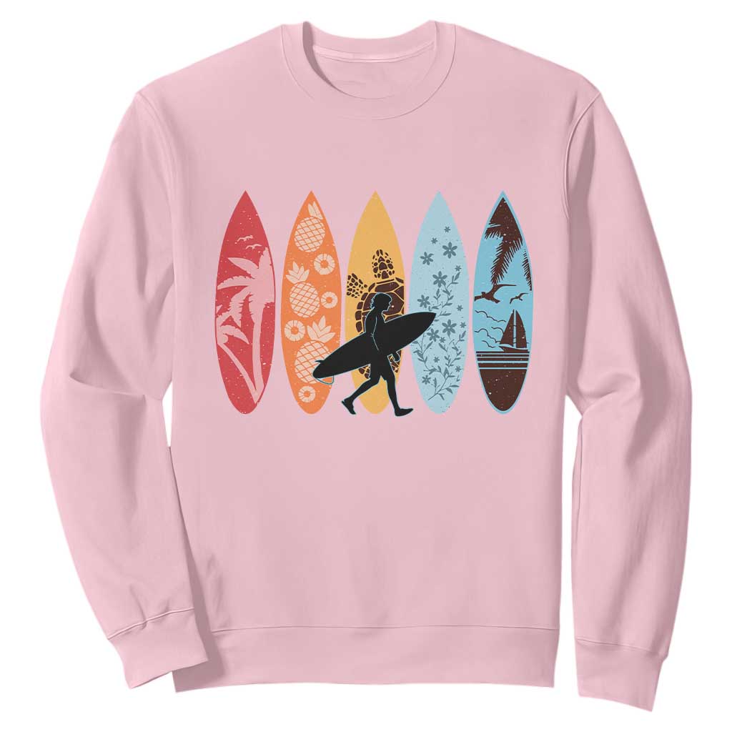 Surfboarder Sweatshirt Hawaii Wave Surfing Surfboard Lover Beach Surfer TS10 Light Pink Print Your Wear