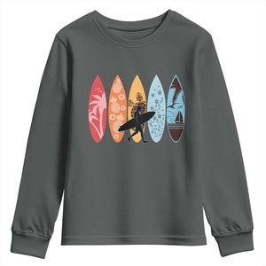 Surfboarder Youth Sweatshirt Hawaii Wave Surfing Surfboard Lover Beach Surfer TS10 Dark Heather Print Your Wear