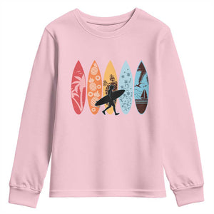 Surfboarder Youth Sweatshirt Hawaii Wave Surfing Surfboard Lover Beach Surfer TS10 Light Pink Print Your Wear