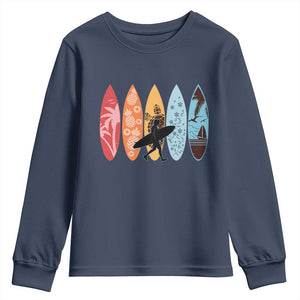Surfboarder Youth Sweatshirt Hawaii Wave Surfing Surfboard Lover Beach Surfer TS10 Navy Print Your Wear