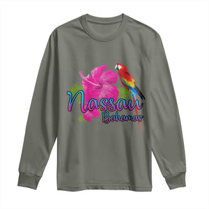 Nassau Souvenir Long Sleeve Shirt Caribbean Bahamas Beach Vacation TS10 Military Green Print Your Wear