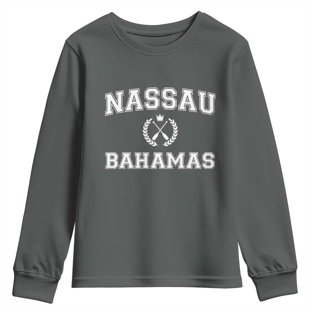 Nassau Souvenir Youth Sweatshirt Bahamas Rowing Beach Summer Vacation TS10 Dark Heather Print Your Wear