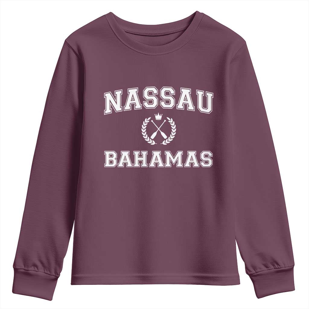 Nassau Souvenir Youth Sweatshirt Bahamas Rowing Beach Summer Vacation TS10 Maroon Print Your Wear