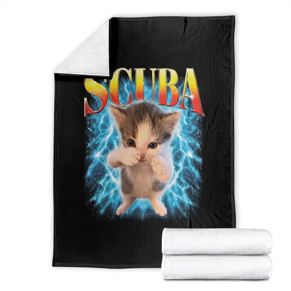 Funny Cat Scuba Dancing Meme 90s Retro Bootleg Graphic Throw Blanket
