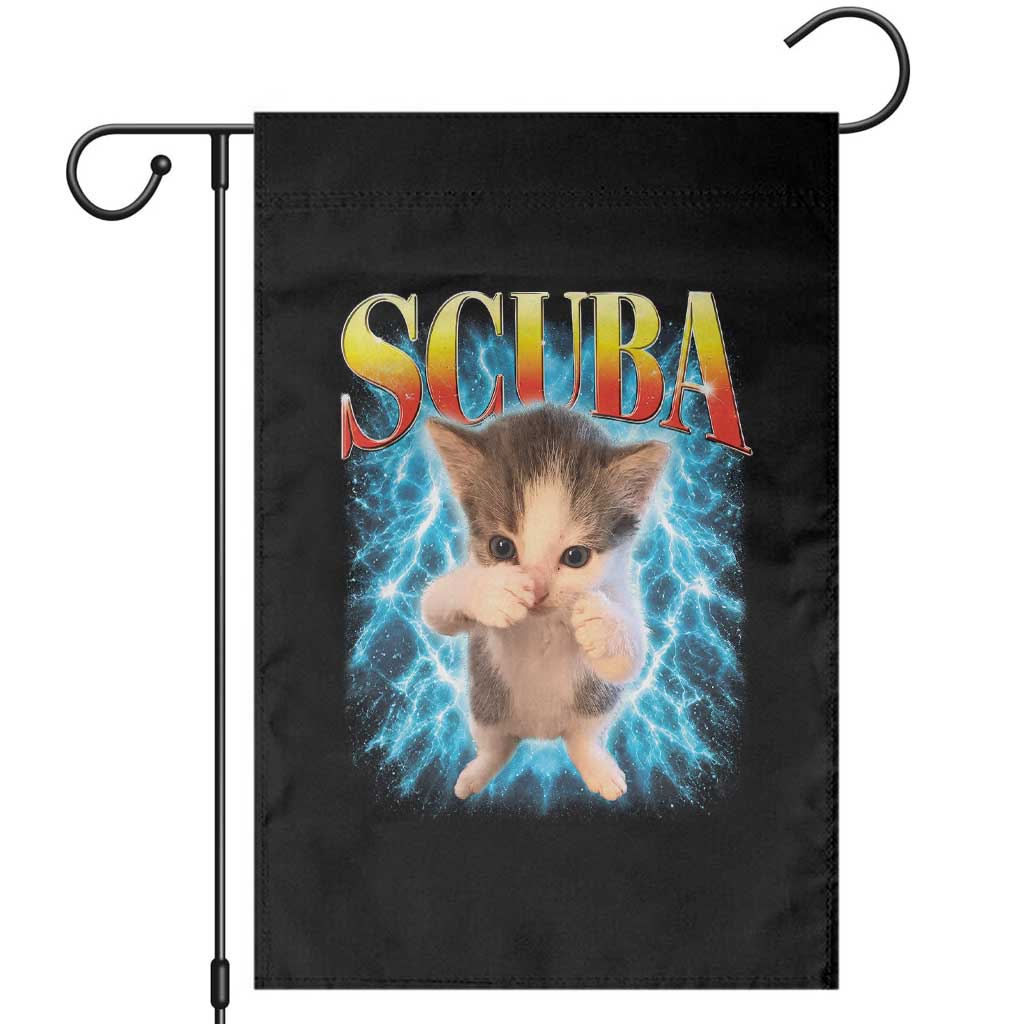 Funny Cat Scuba Dancing Meme 90s Retro Bootleg Graphic Garden Flag