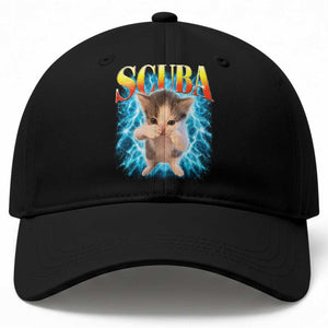 Funny Cat Scuba Dancing Meme 90s Retro Bootleg Graphic Baseball Cap