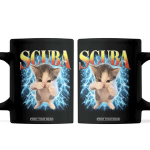 Funny Cat Scuba Dancing Meme 90s Retro Bootleg Graphic Coffee Mug