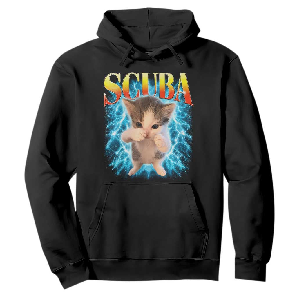 Funny Cat Scuba Dancing Meme 90s Retro Bootleg Graphic Hoodie
