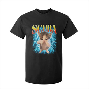Funny Cat Scuba Dancing Meme 90s Retro Bootleg Graphic T Shirt For Kid