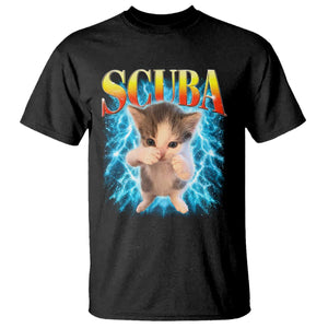 Funny Cat Scuba Dancing Meme 90s Retro Bootleg Graphic T Shirt