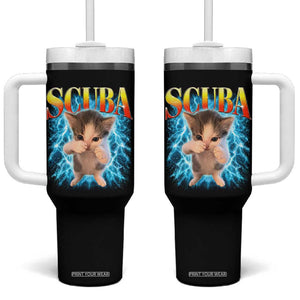Funny Cat Scuba Dancing Meme 90s Retro Bootleg Graphic Tumbler With Handle