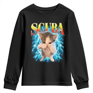 Funny Cat Scuba Dancing Meme 90s Retro Bootleg Graphic Youth Sweatshirt
