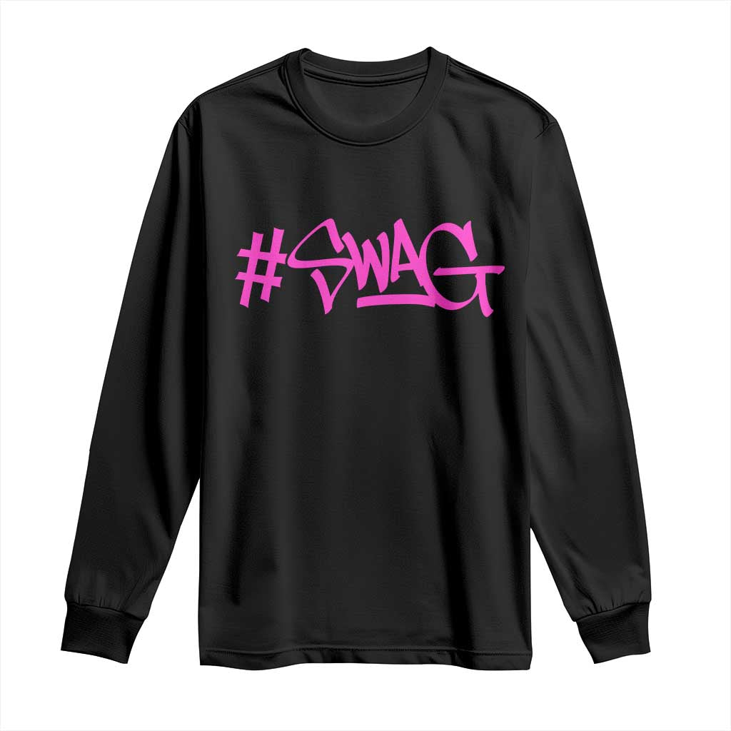 Hashtag Swag Graphic Long Sleeve Shirt Y2K Trendy