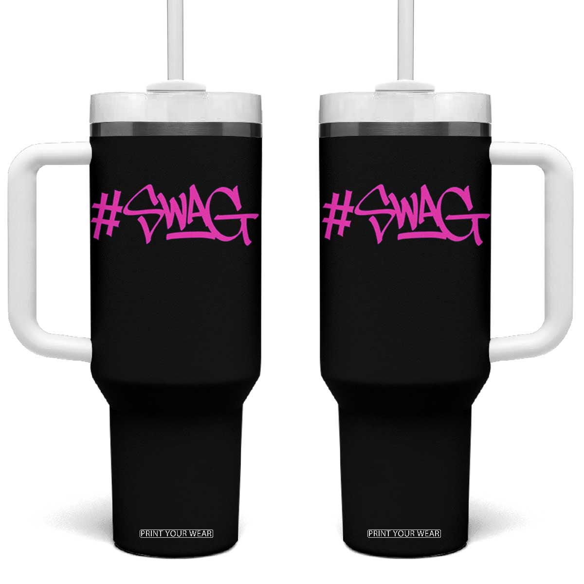 Hashtag Swag Graphic Tumbler With Handle Y2K Trendy