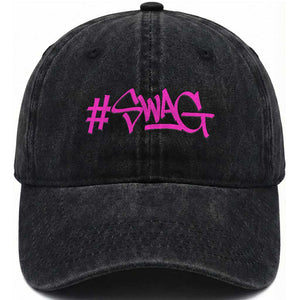 Hashtag Swag Graphic Washed Cotton Baseball Cap Y2K Trendy