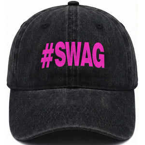 Y2K Trendy Hashtag Swag Washed Cotton Baseball Cap