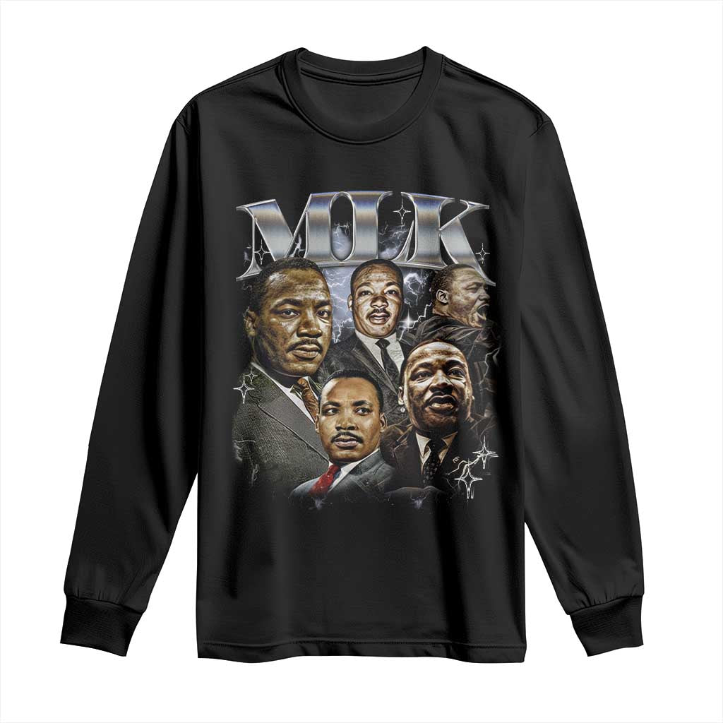 Martin Luther King Long Sleeve Shirt Black History Month Pride MLK Bootleg Rap Tee TS10 Black Print Your Wear