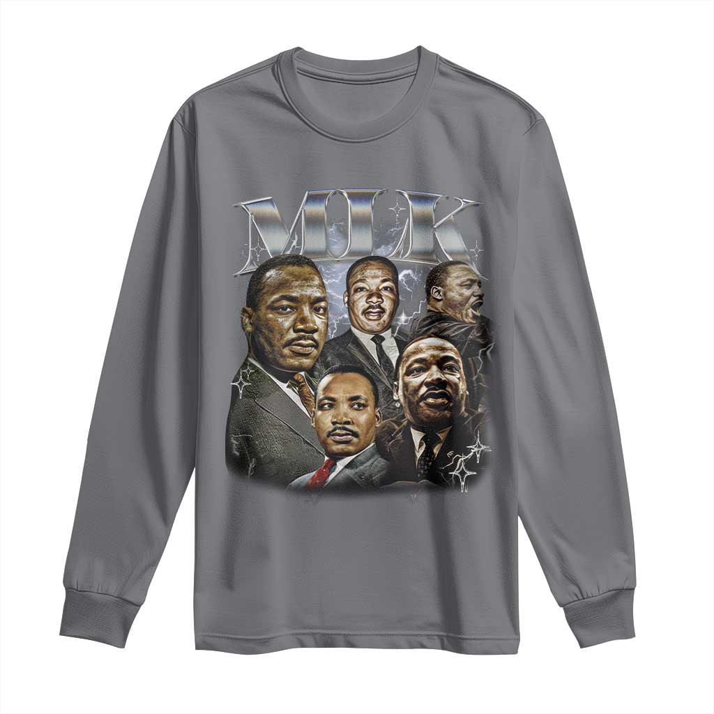 Martin Luther King Long Sleeve Shirt Black History Month Pride MLK Bootleg Rap Tee TS10 Charcoal Print Your Wear