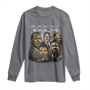 Martin Luther King Long Sleeve Shirt Black History Month Pride MLK Bootleg Rap Tee TS10 Charcoal Print Your Wear