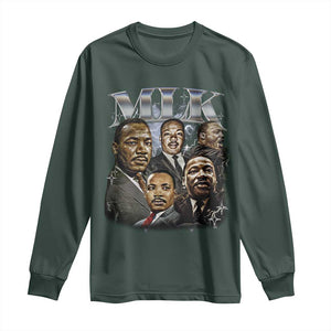 Martin Luther King Long Sleeve Shirt Black History Month Pride MLK Bootleg Rap Tee TS10 Dark Forest Green Print Your Wear