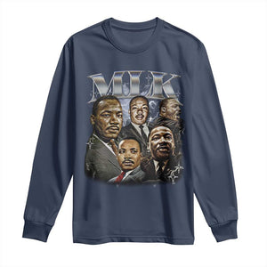 Martin Luther King Long Sleeve Shirt Black History Month Pride MLK Bootleg Rap Tee TS10 Navy Print Your Wear