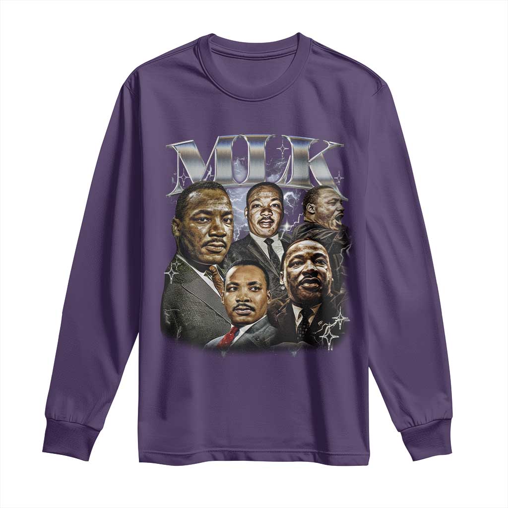 Martin Luther King Long Sleeve Shirt Black History Month Pride MLK Bootleg Rap Tee TS10 Purple Print Your Wear