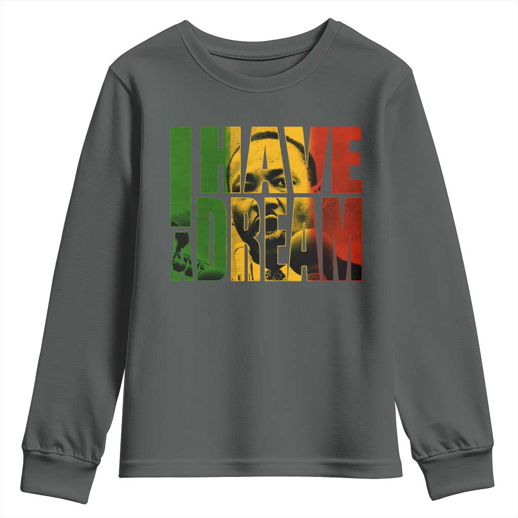 Martin Luther King Youth Sweatshirt Black History Month MLK I Have A Dream TS10 Dark Heather Print Your Wear