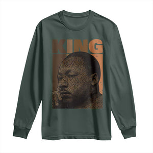 Martin Luther King Long Sleeve Shirt Black History Month MLK Melanin African American TS10 Dark Forest Green Print Your Wear