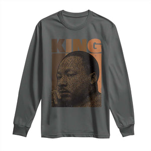 Martin Luther King Long Sleeve Shirt Black History Month MLK Melanin African American TS10 Dark Heather Print Your Wear