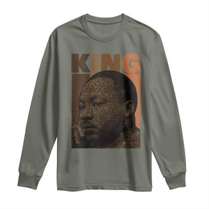 Martin Luther King Long Sleeve Shirt Black History Month MLK Melanin African American TS10 Military Green Print Your Wear