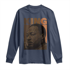 Martin Luther King Long Sleeve Shirt Black History Month MLK Melanin African American TS10 Navy Print Your Wear