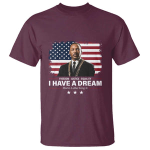 Martin Luther King T Shirt I Have A Dream Freedom Justice Equality MLK Day Black History Month TS10 Maroon Print Your Wear